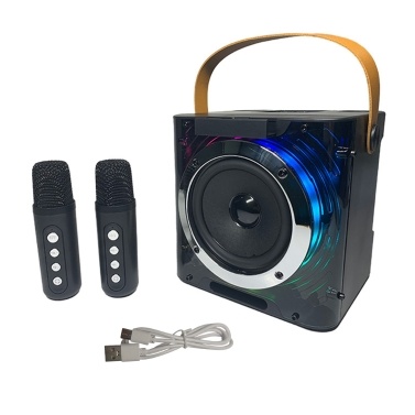 Караоке-машина с 2 беспроводными микрофонами — портативный комплект КТВ со световыми эффектами RGB